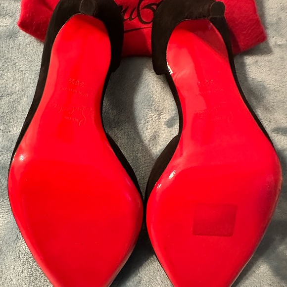 100% Authentic Christian Louboutin Black Suede Iriza Half d'Orsay Pumps - Picture 7 of 9